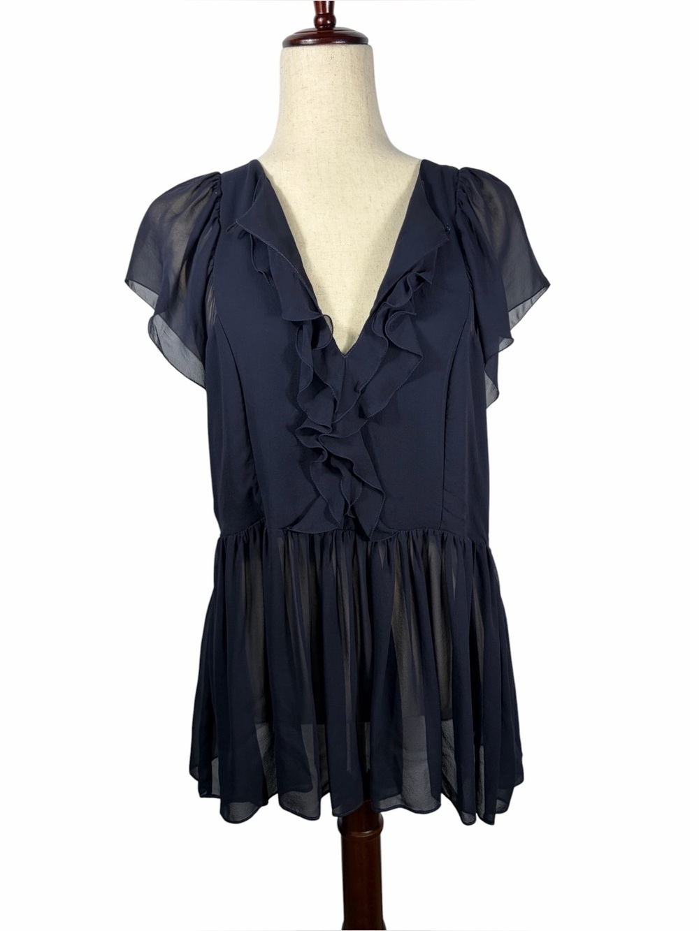 Dorothee Schumacher Flowy Silk Blouse Navy Blue